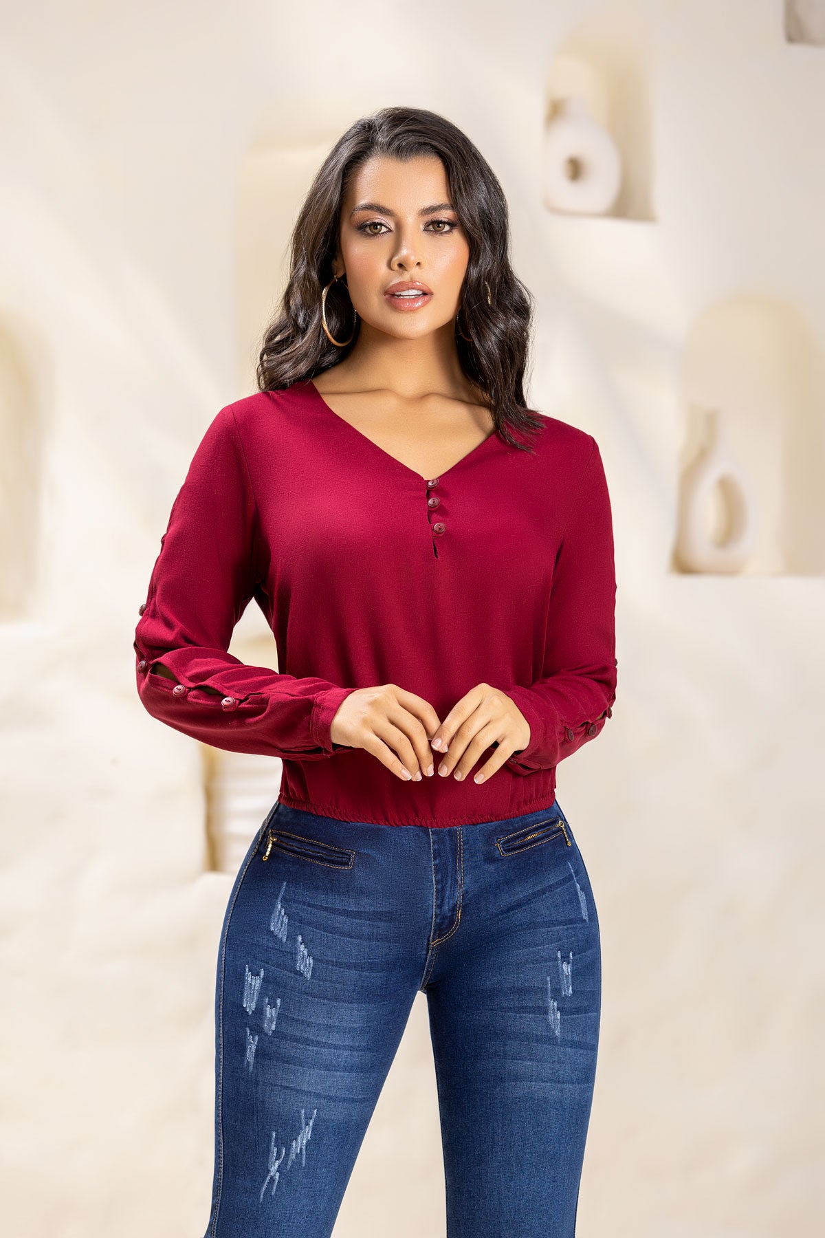 Fashion blusas vinotinto